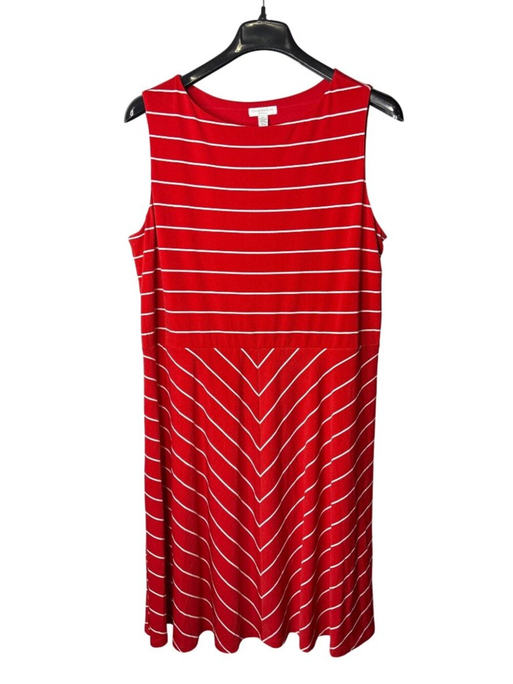 Charter Club Plus Size Fit & Flare Midi Dress Size 1X Striped Red White